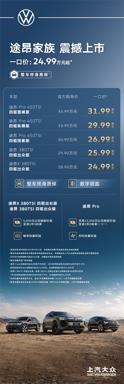 途昂 Pro 一口价26.99万元起！搭载第五代EA888发动机，开启全境旅程